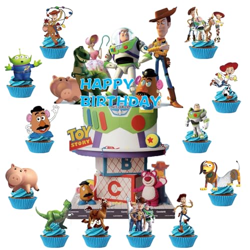 25pcs Assorted Cake Toppers Cupcake Toppers Multicolor Birthday Cake Decorations Themed Cupcake Decorations Set