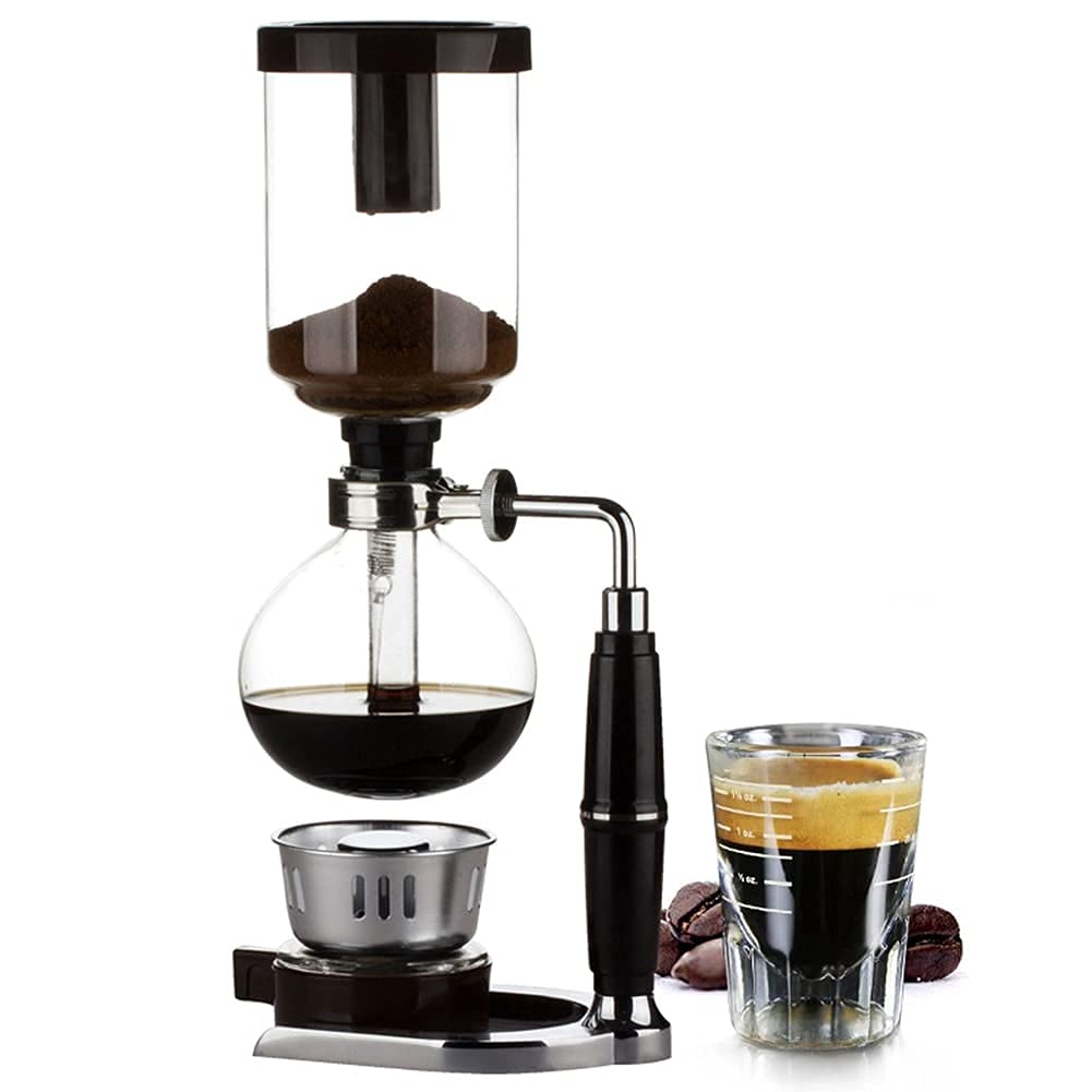 CUNTO Caffettiera Caffettiera Tè Sifone Caffettiera sottovuoto Tipo di vetro Macchina da caffè Filtro 3 tazze Macchina da caffè per uso domestico