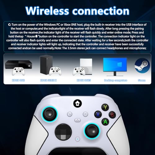 Szdilong Upgraded 2.4Ghz Wireless Controller For Xbox Controller, Xbox One Series X|S Consoles, Pc Windows, Steam, With 7 Colors Rgb Light/Programmable/Turbo Keys,Dual Vibration/3.5Mm Audio Jack,White thumb #5