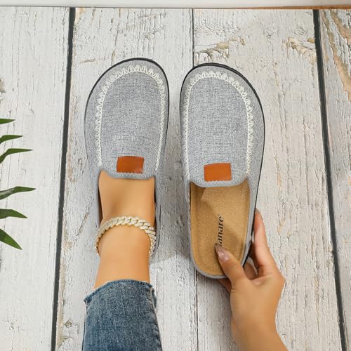 Unisex Gray Loafers for Men & Women – Slip-On Casual Shoes with Zigzag Stitching, Leather Collar Patch, and Spotted Heel Detail2