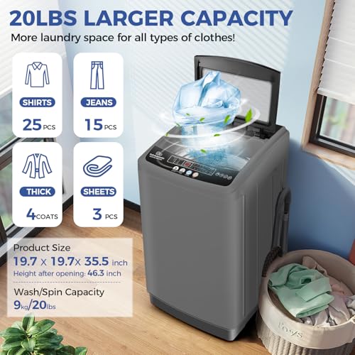 Image of Nictemaw Portable Washing Machine 20Lbs Portable Washer Machine with Drain Pump, 2.8 Cu.ft Washer and Dryer Combo with 10 Programs 8 Water Levels Laundry Machine for Apartments- Slow-Close Glass Cover