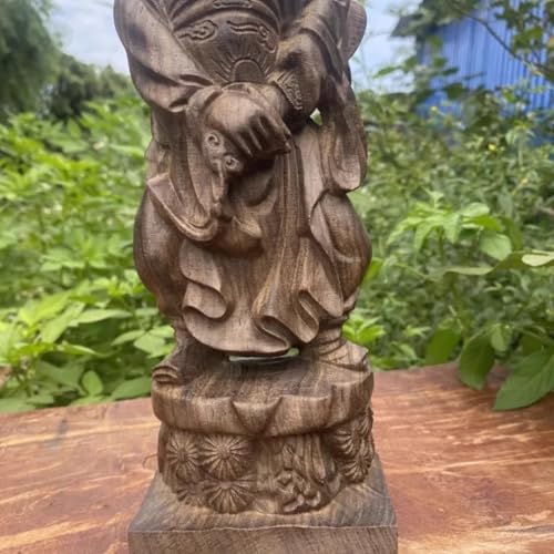 Estatua de madera tallada a mano Zhong Kui 20cm Feng Shui miniatura 3