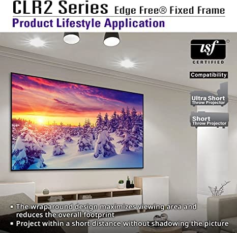 Image of Akia Screens 123 inch ALR Fixed Frame Projector Screen 16:9 CLR2 Ambient Light Rejecting 4K /8K Indoor Home Theater Screen for Short Throw & UST Projectors - AK-NB123H-CLR2.