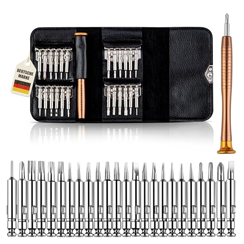 Instinktive-Oase® Präzisionsschraubendreher-Set Feinmechaniker Werkzeug - 25 tlg. Schraubendreher Set mit Lederetui - Uhrmacherwerkzeug für Elektronik, Feinmechaniker Schraubendreher fürs Handy