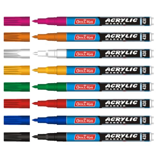 Image of Soni Officemate Acrylic Fine Tip Marker Pens (Assorted Color) (Pack of 8)