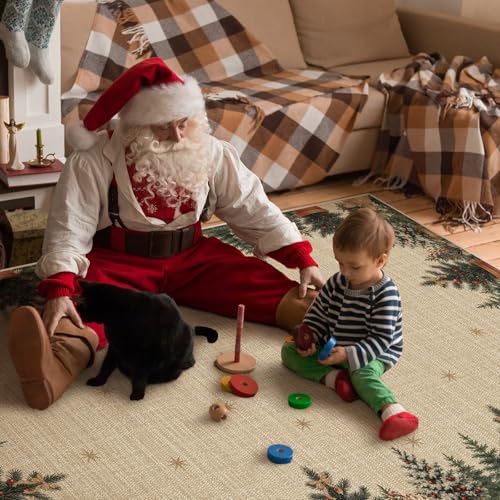 Tapete navideño Breling 5x10 pies rojo con diseño Pine Berry miniatura 2