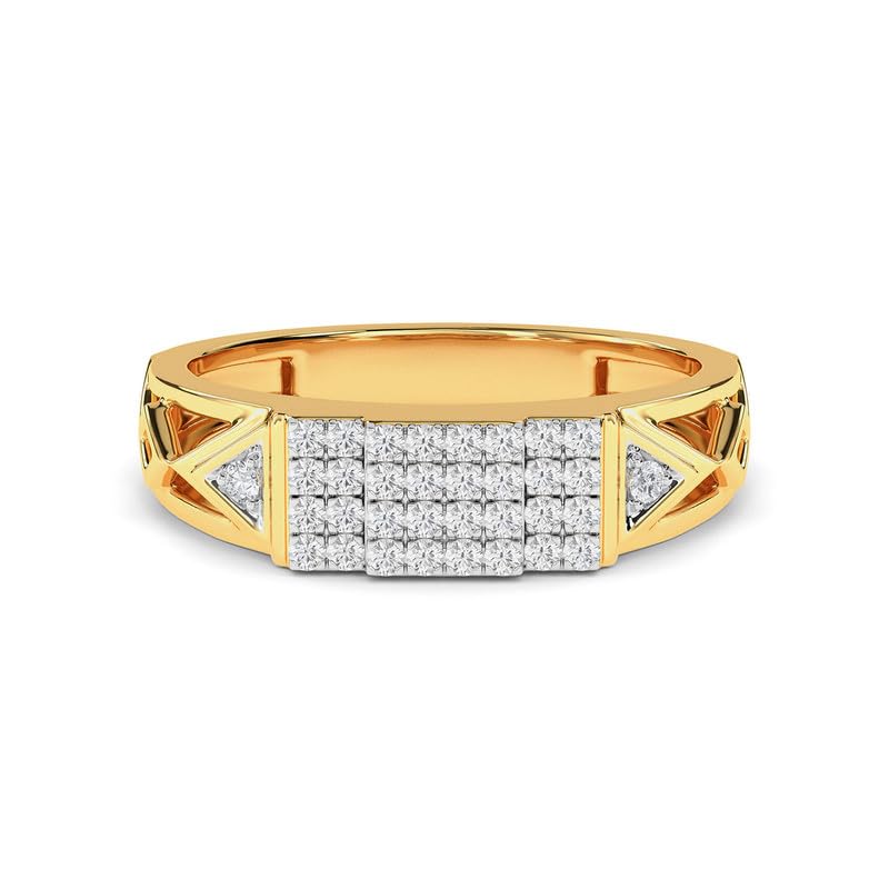 Image of KISNA 14k / 18k Real Gold & Diamond Ring | Diwali, Rakhi Rakshabandhan Gift for Brother, Husband | With Certificate of Authenticity & BIS-Hallmarked Gold Jewellery | Billy Ring For Him