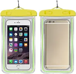Capa Case para Celular a Prova D'Água Impermeável Transparente Universal Proteção Completa IPX8 Sensível ao Toque Ideal para Praia Trilhas Piscina Viagens (AMARELA)