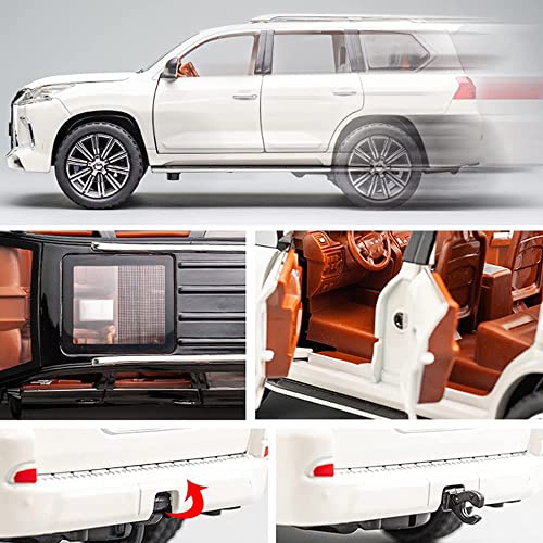 Image of 1:24 Diecast Metal Car Model Lx570 Toy Cars For Kids Pull Back Openable Doors With Light Sound|Multicolor