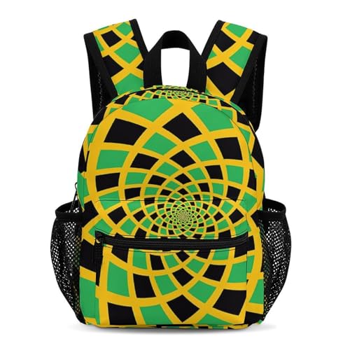 Jamaican Flag 13 Inch Backpack Lightweight Double Shoulder Bag with Zippers Unisex Daypack