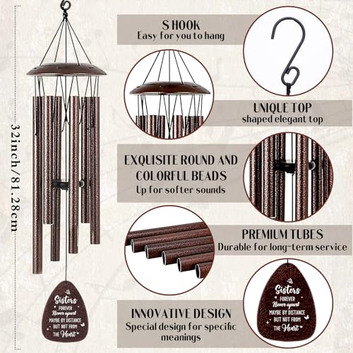 Sisterhood Wind Chimes with Heartfelt Message
