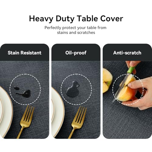 Image of Romanstile 100% Waterproof PVC Tablecloth, Square Oil Spill Proof Stain Resistant Vinyl Table Cloth, Wipe Clean Plastic Table Covers for Kitchen /Dining /Parties - 54 x 54 Inch, Charcoal