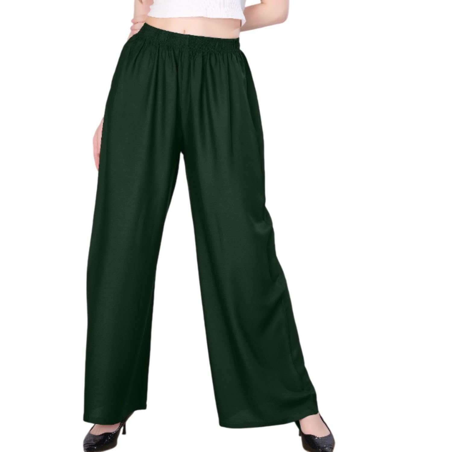 vivika Palazzo for Women, Rayon Palazzo with Pocket,Fits Waist 28-42, Comfortable Flared Ethnic Bottom, Stylish, Casual, Work & Daily Use Palazo for Tops and Tunics-picture-2