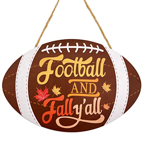 Fall Football Decor Football and Fall Y’all Hanging Sign Football Fall Wooden Door Sign Door Hanger Fall Wood Hanging Decoration Fall Decorative Sign for Home Autumn Harvest Thanksgiving Decor