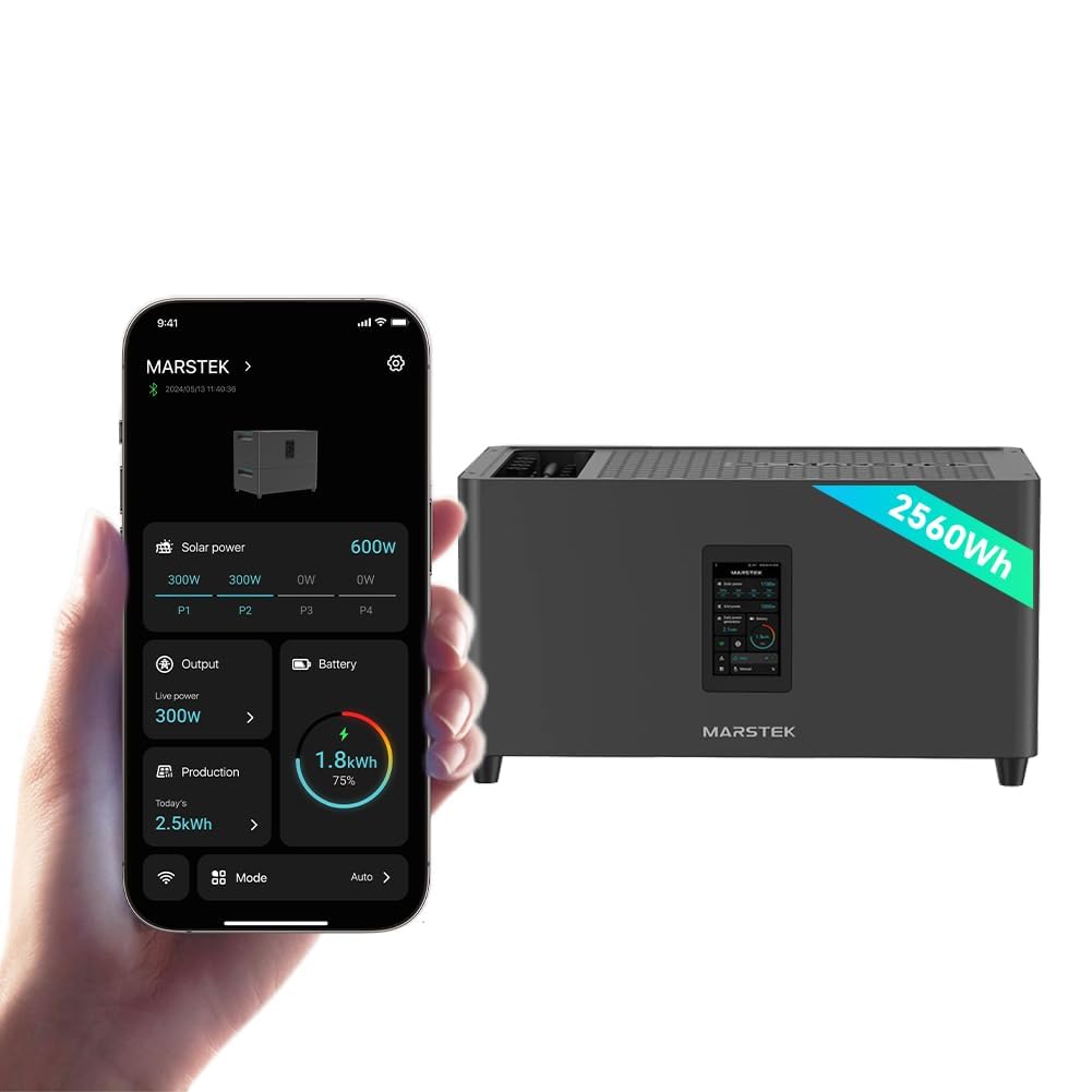 Marstek Jupiter C Plus Balkonkraftwerk mit Speicher & Wechselrichter, 0% MwSt, 2.56kWh LFP-Akku, App-Steuerung, 4 MPPT 2.4kW PV-Eingangsleistung/800W On-Grid-Ausgang, IP65, Plug&Play, 6000 Ladezyklen