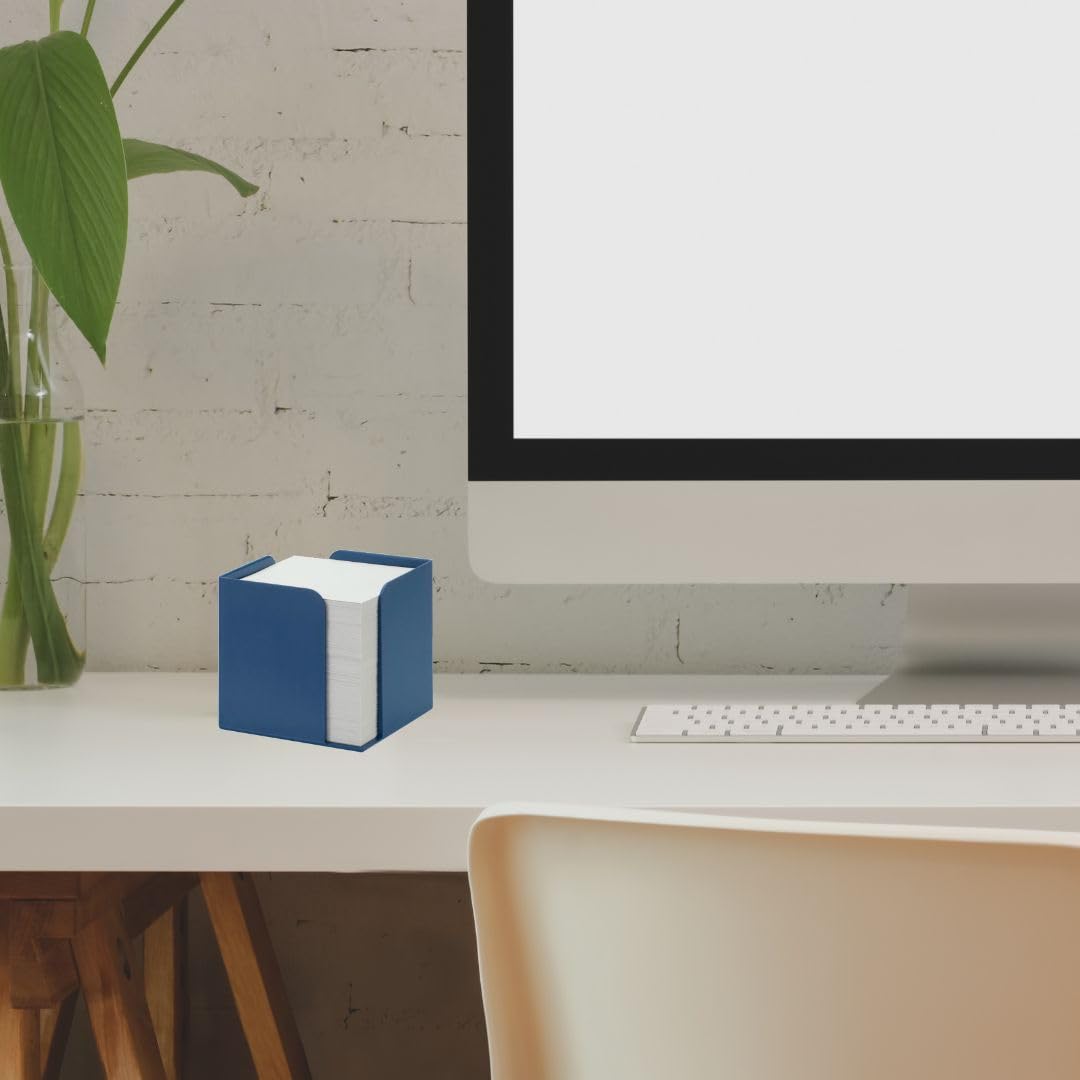 Jalema 2299172092 Zettelwürfel Re-Solution, aus 100% Recycling-Kunststoff, Blauer Engel zertifiziert, Zettelbox, Zettelkasten, Notizbox für Büro, inclusive 850 Blatt holzfreies 80g/qm Papier, blau
