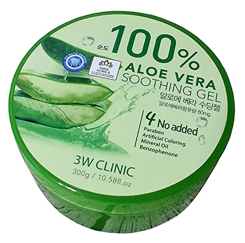 3w Clinic 100% Aloe Vera Soothing Gels Moisturizers Facial Skin Body Care Cosmetics