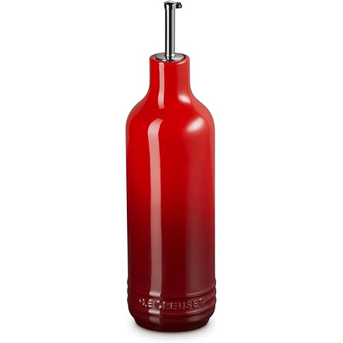 Le Creuest Stoneware Signature Oil Cruet, 20 oz., Cerise