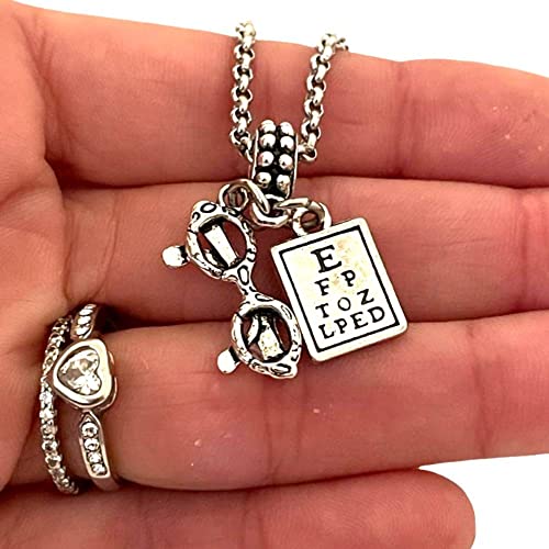 Eyeglasses Eyechart Charm with Bracelet, Necklace, Keychain