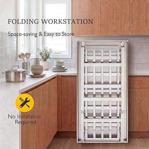 Garvee 60" x 24" Stainless Steel Folding Prep Table, Heavy Duty Commercial Work Table with Adjustable Undershelf for Restaurant, Kitchen, Food Service, Space-Saving, No Installation Required image 12