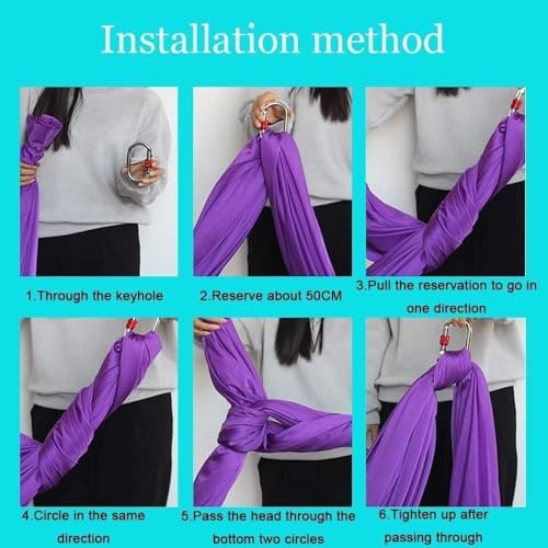 Aerial Yogatuch Hängematte | Vertikaltuch | Trapez Schaukel | Yogatuch zum Aufhängen | Aerial Silks | Akrobatik Tuch | Yoga Schaukel Hochelastischer Stretching Band für Erwachsene(5M*2.8M) (5)