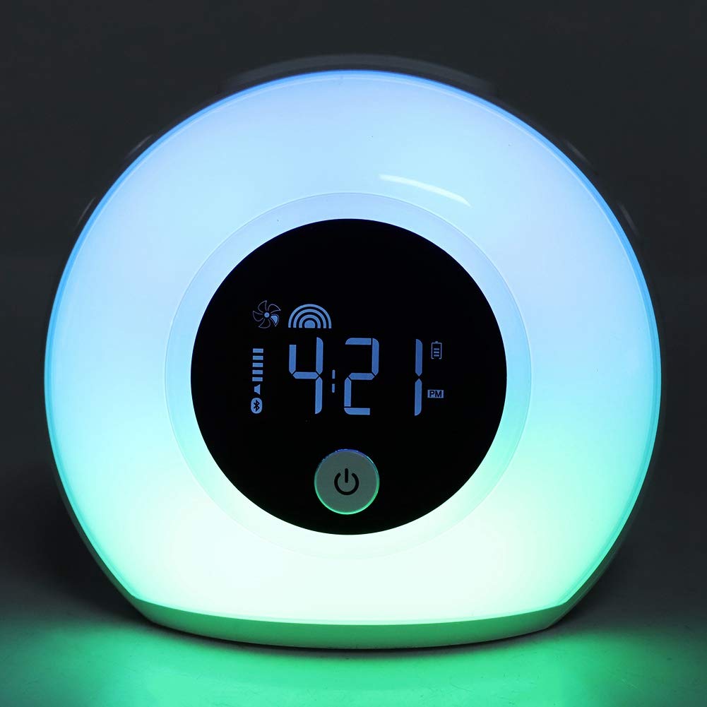 Lampada per Dormire con Musica, Sveglia con Luce Sveglia, Altoparlante, Lampada da Tavolo per Camera da Letto, 4 Livelli di luminosità, Musica Soft