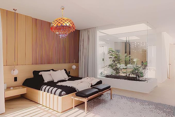 Image of Crown Lighting Crystal Jhumar in, Round Shaped Gold Finished Pandent /Hanging Chandelier Celling Light with Free Bulb Included (Medium) (Pineapple, 500MM)