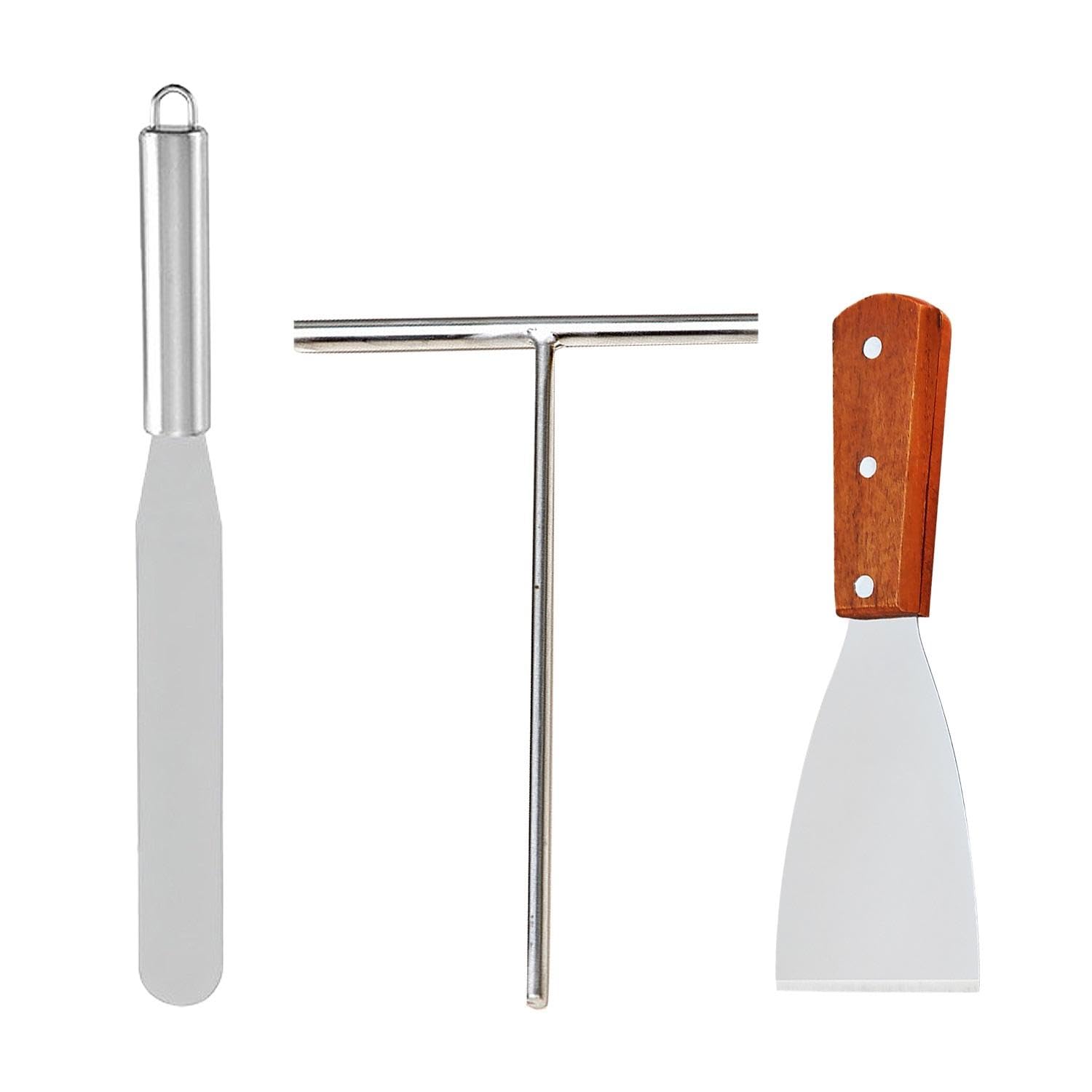 Nidhfg Steel Color 1 Piece Fader, 1 Piece Spatula, 1 Piece Pancake Spatula, Simple Dough Dispenser, Reusable, Kitchen Baking Metal Tool Set.