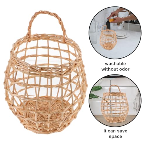 Cesta tejida de ratán hecha a mano en tono beige para una cocina organizada y sofisticada 4