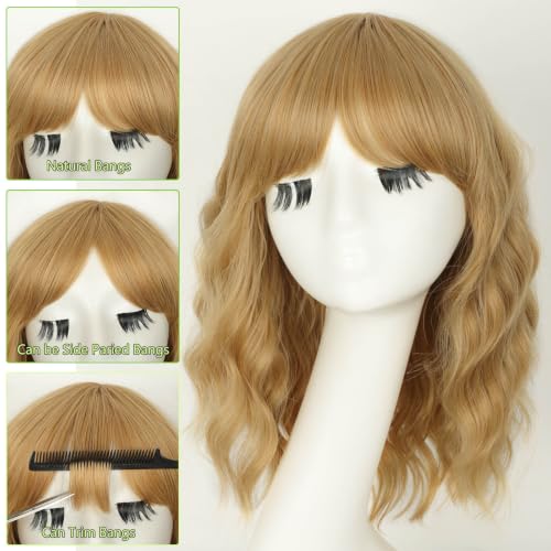 Image of AISI HAIR Wig with Bangs for Women Synthetic Heat Resistant Wigs (light honey blonde)