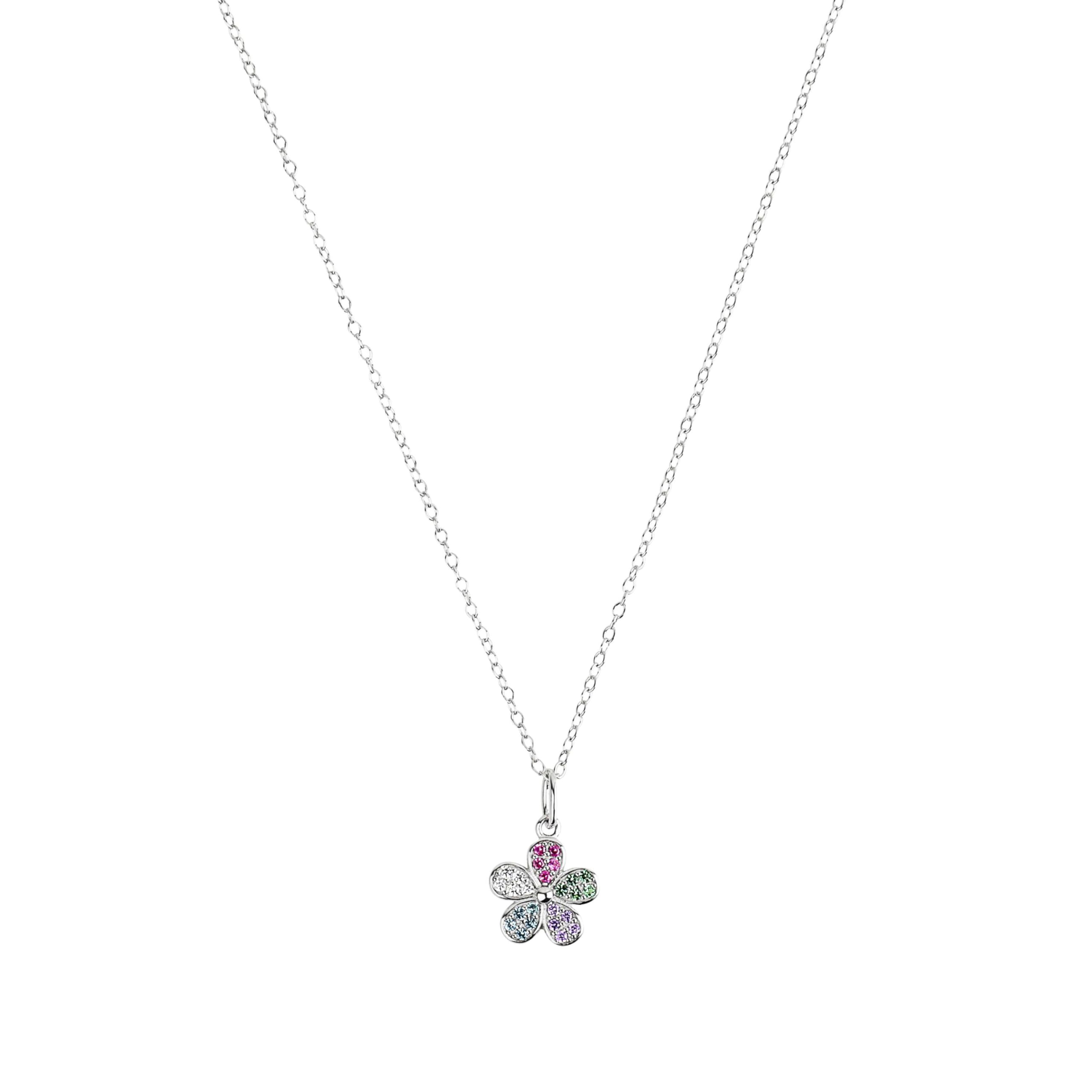 Prinzessin Lillifee Kette mit Anhänger für Mädchen, Sterling Sterling Silber 925, mit Zirkonia, 35+3 cm, Blume, silber, Kinderschmuck, Geschenkidee, kommt in Schmuck Geschenk Box, 2101029
