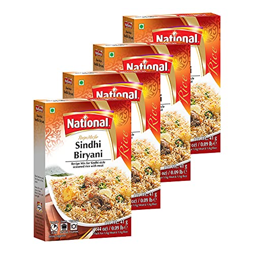 National Foods Sindhi Biryani Recipe Mix 1.44 oz (41g) | South Asian Mixed Spice Powder | Traditional Food | Meat Layered Pilaf Seasoning | Box Pack | Pack of 4