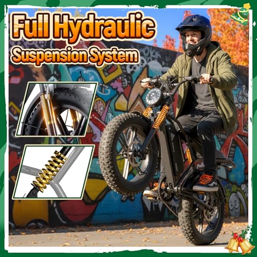 Image of TST Electric Bike for Adults, 1500W Peak Motor 60 Miles Fat Tire Ebike with 48V 15Ah Removable Battery 20 inch Fat Tire Electric Bike, Full Suspension and 7-Speed
