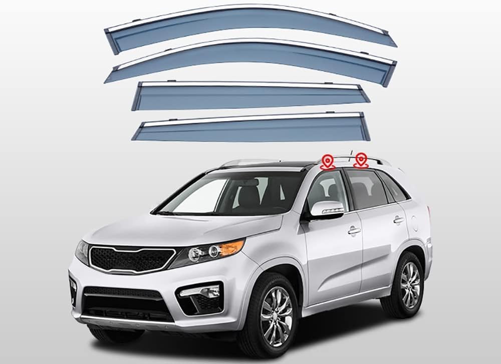 PANXUC Car Wind Deflectors for Kia Sorento XM 2009-2014, Side Window Wind Rain Deflector Window Visor Sun Rain Guard Smoke Guards