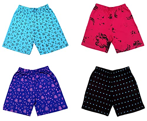 Image of indi weaves Girls Cotton Printed Shorts (Pack of 4)