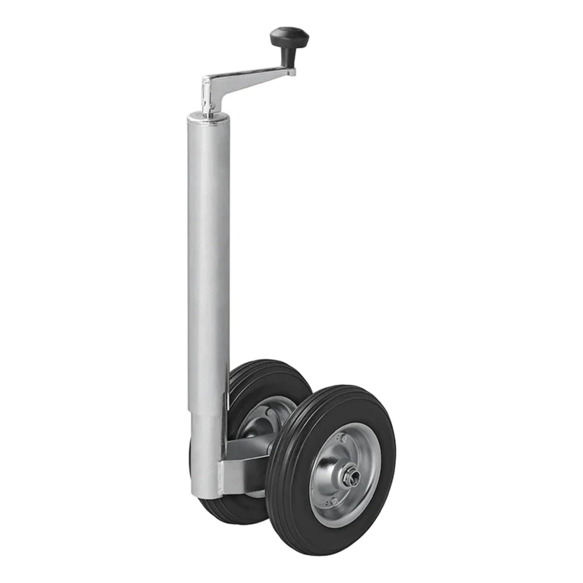 ProPlus Roue Jockey Double Ø48 mm – pour remorque et Caravane – Roues Pleines PU Ø200 x 50 mm – Argent