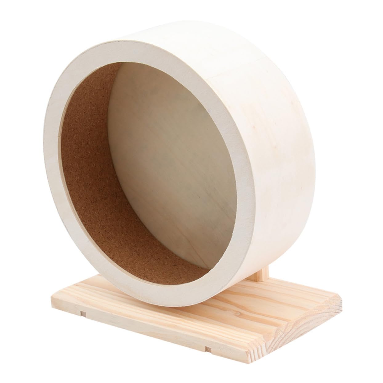 Roue D’Exercice pour Hamster en Bois Beige, Jouet Silencieux | Anti-mâchonnement, pour Petits Animaux, Version Support, Adapté aux Familles Compagnon Miniature