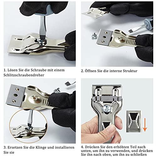 Foto von Ceranfeldschaber, Ceranfeld Kratzer, Zweischneidiger Reinigungsschaber mit Ersatzklinge, zum Entfernen von Flecken auf Herd, Glas und Keramik