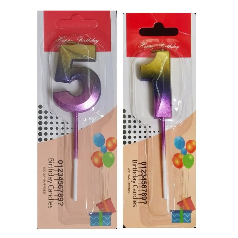 Image of Number Candles 3 inch for Birthday Parties, Wedding, Engagement, Valentines Day Celebration, Theme Party, Bridal Shower Decoration Multicolor (Numerical No 15 or 51)