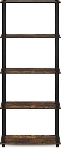 Vista 156 de Furinno Turn-N-Tube - Estantería multiuso de 5 niveles, estantería para exhibición, almacenamiento o libros, con tubos redondos, color cereza claro