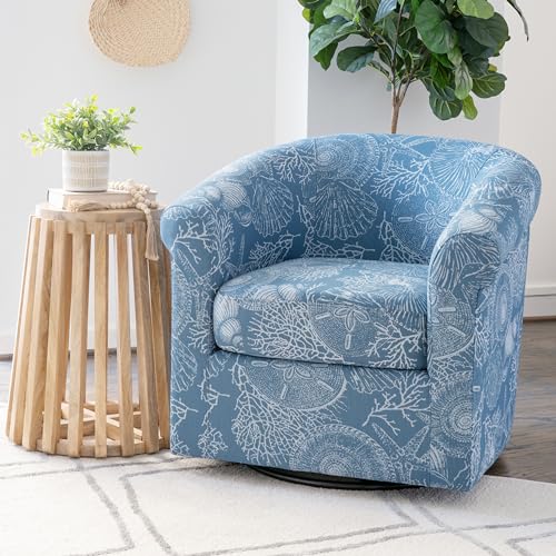 Sillón giratorio azul con patrón costero miniatura 2