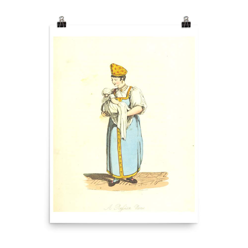 Poster vintage John Stockdale 1813 avec infirmière suédoise russe pour déco murale rétro
