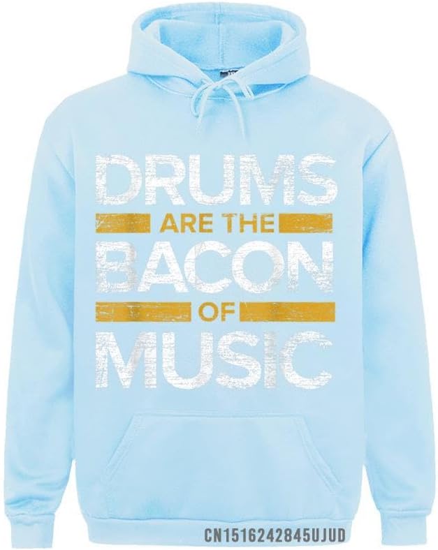 Fashion Shirts Drums Are The Bacon Of Music Drummer Drums Pullover Sweatshirts Hoodies Long Sleeve Moto Biker Clothes Men's (Sky Blue, XXXL)