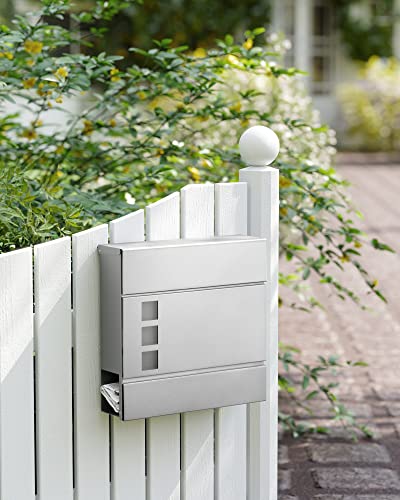 SONGMICS Brievenbus roestvrij staal, brievenbus, wandbrievenbus, modern, afsluitbaar, met krantenvak, eenvoudige montage… - Afbeelding 8