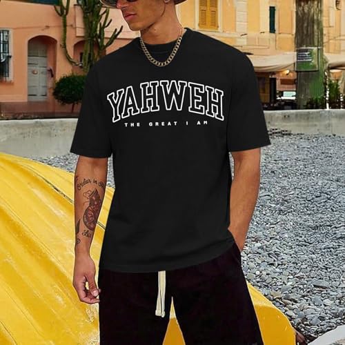 Christian Jesus Shirts for Men Religious God Yahweh Faith Shirt Bible Verse Vintage Oversized Graphic Tees Cotton Top3