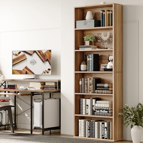 Image of IRONCK Bookshelves and Bookcases Floor Standing 6 Tiers Display Storage Shelves 70 in Tall Bookcase Home Decor Furniture for Home Office, Living Room, Bed Room