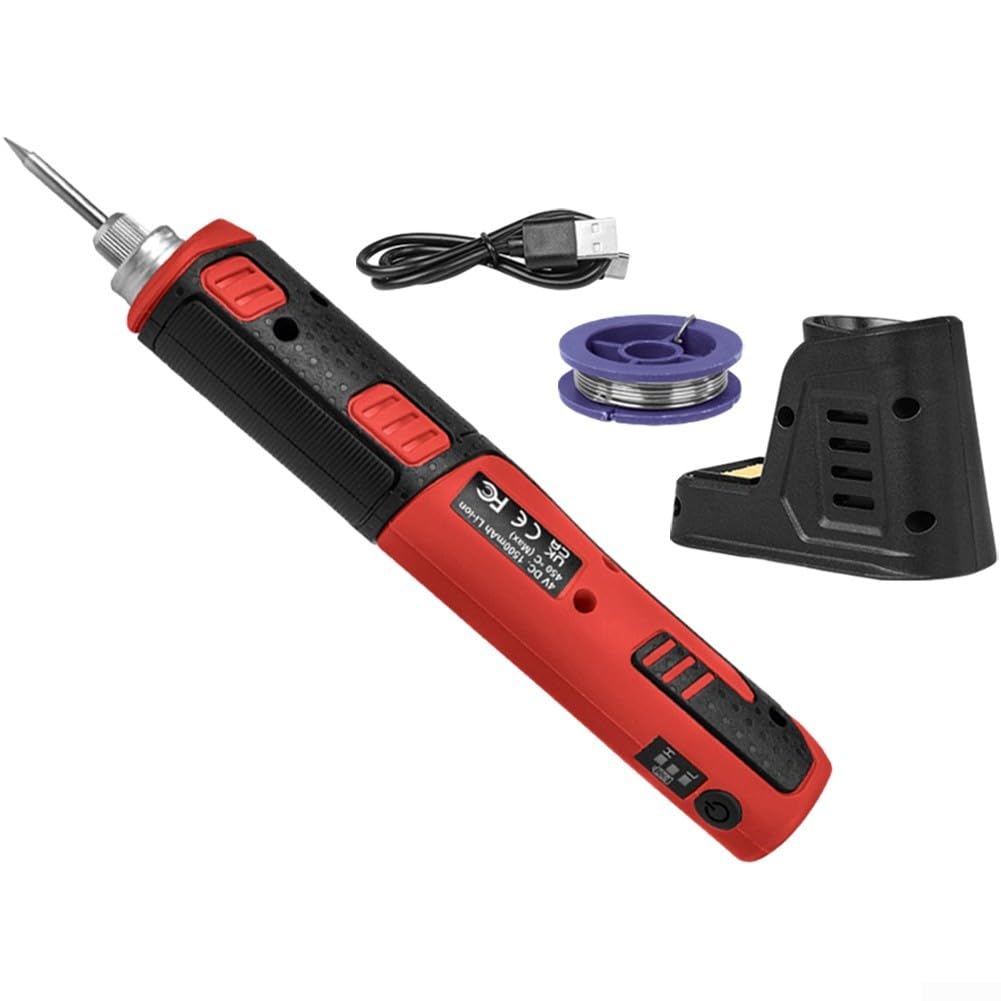 Soldador inalámbrico de 1500 mAh recargable, 450 °C de calentamiento rápido, herramienta de soldadura USB-C con luz LED, soldador de estaño inalámbrico portátil para reparación de bricolaje
