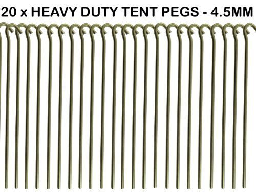 20 x HEAVY DUTY 9 TENT PEGS - 23CM x 4.5MM - MADE FROM GALVANISED STEEL - CURVED HOOK ON TOP - GREAT FOR SECURING TENTS / AWNINGS / GOAL NETS / POND NETTING by We Search You Save