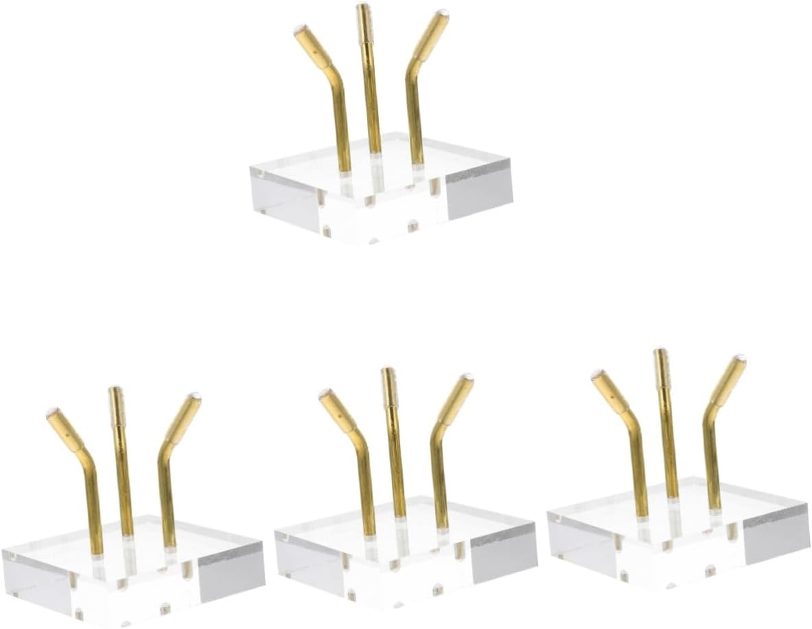 GARVALON 4pcs Crystal Pedestal Stand for Displaying Agate and Minerals Acrylic Metal Three- Space-saving Showcase for Home Decor and Collectibles