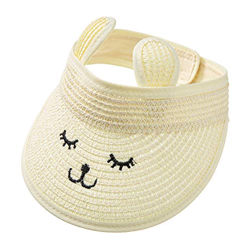 Baby Baseball Cap Toddler Summer Straw Hat Baby Boy Sun Hat UPF 50+ UV Sun Protection Beach Wide Brim Hats (Beige)